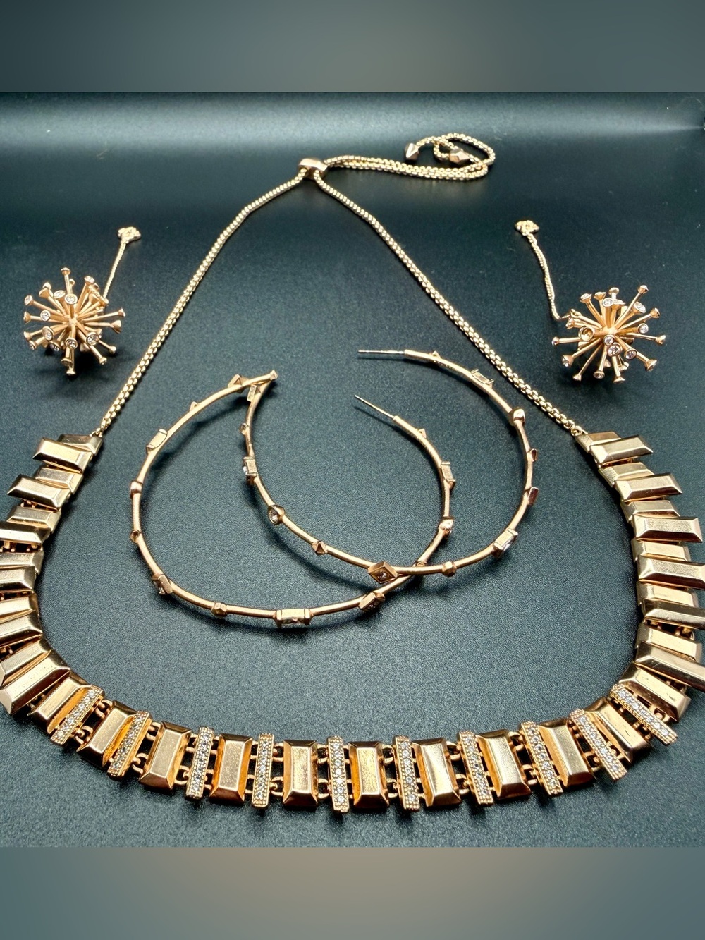 Kendra Scott Rose Gold Jewelry Lot Necklace Hoop Earrings Starburst Ear Jacket